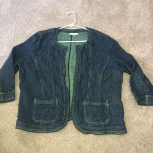 Coldwater‎ Creek PL Petite large Linen Cotton Jacket Blue